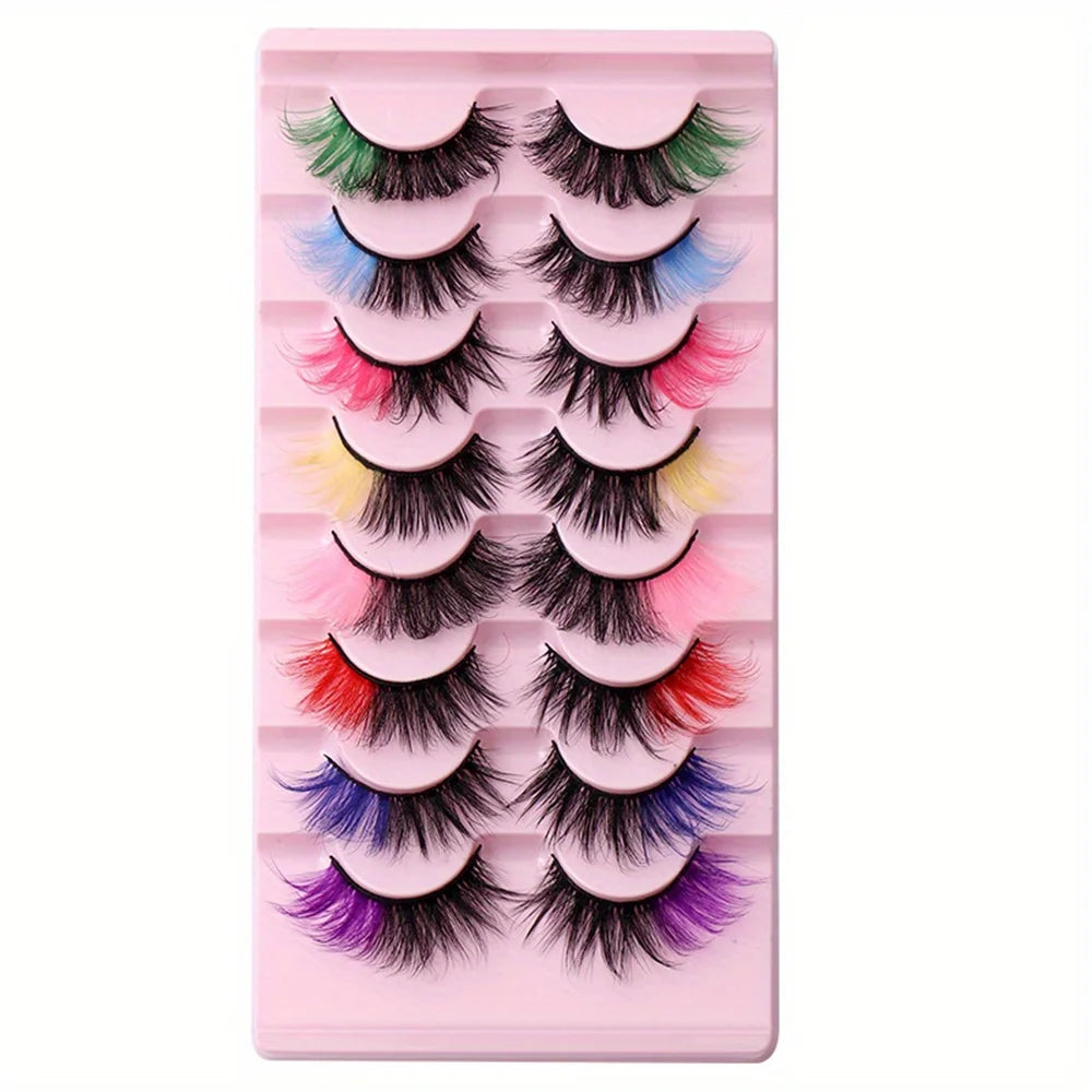 8 pairs of Colorful High-Quality Faux Eyelashes,Individual Lashes Creating a Different Personality for You lash extensions