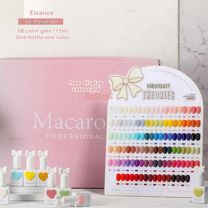 Eleanos 58 Colors Macaron Nail Gel Polish Set TPO FREE Gel Varnishes Nail Salon Wholesale Marnicure UV Gel Learner Kit 15ml