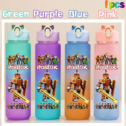 Roblox Anime Cartoon Straw Drink Bottle 750ml Gradient Color Water Cup Game Student Daily Necessities Gourde Boy Holiday Gift