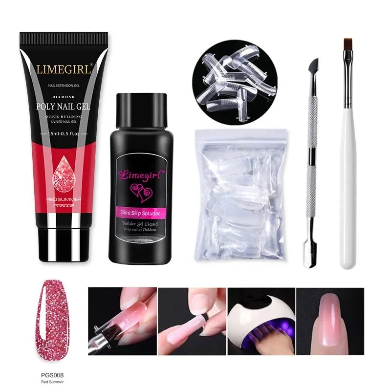 LIMEGIRL 15ml Nail Extension Gel Set Quick Extend Mold Nail Kit Gel Set For Manicure Tools Vernis Semi Permanent Set