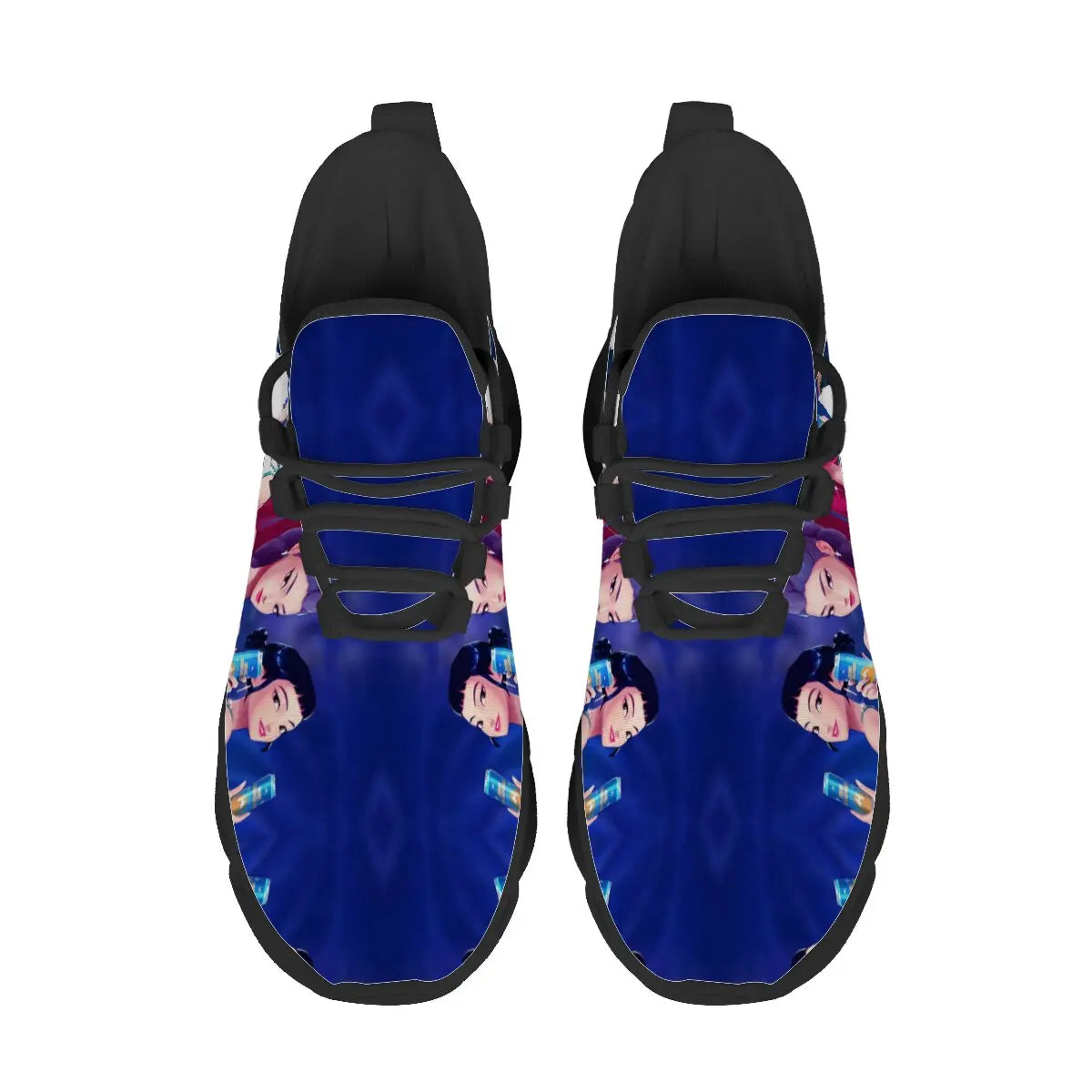 Children's Parent-child Shoes for Spring Cartoon Character Print Lightweight Sneakers Breathable Flat Heel Lace-up Casual Shoes