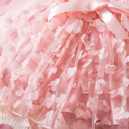 Girls' K-Pop HUNTRX "Butterfly Dreams" Dress: Long Sleeve 3D Applique Tutu Princess Gown