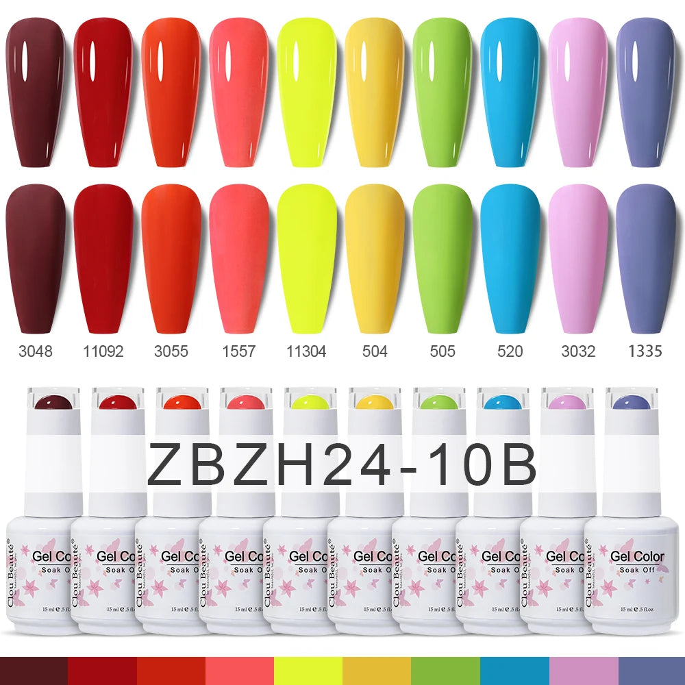 Clou Beaute 10/12/20/24pcs Gel Nail Polish Set Color 15ml White Glass Bottle Nail Art Kit Semi Permanent Gellack Nail Varnish
