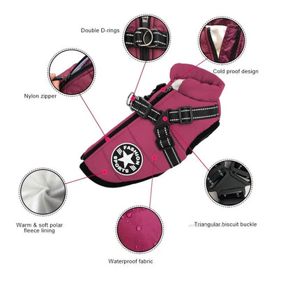 Winter Waterproof Dog Jacket with Harness 🐶❄️