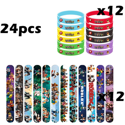 Hot Roblox Party Favors Gifts Slap Bracelets Stickers Goodie Bag Fillers Supplies Children's Birthday Souvenirs Decoration Toys