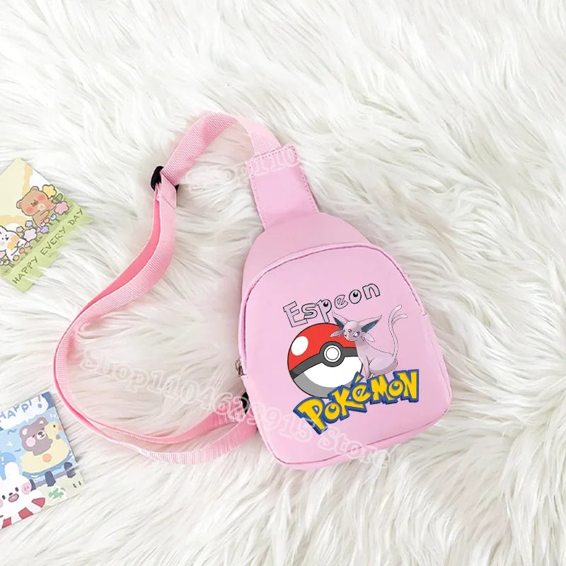 Pokemon Pikachu Shoulder Bag Kawaii Gengar Figures Pattern Chest Bags Portable Large Capacity Outdoor Crossbody Bag Gift