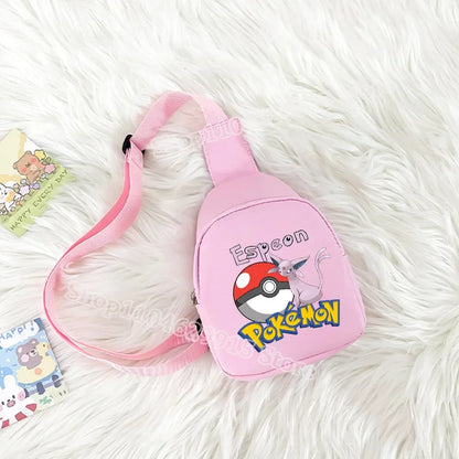 Pokemon Pikachu Shoulder Bag Kawaii Gengar Figures Pattern Chest Bags Portable Large Capacity Outdoor Crossbody Bag Gift