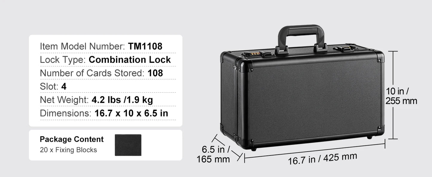 SucceBuy Graded Card Storage Box 4 Slots or 5Slots with Key Lock or Coded Lock Foam Dividers for 96/108/120/162 PSA Graded Cards
