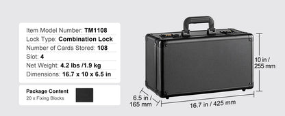 SucceBuy Graded Card Storage Box 4 Slots or 5Slots with Key Lock or Coded Lock Foam Dividers for 96/108/120/162 PSA Graded Cards