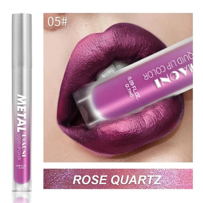 12 Colors Glitter Metallic Liquid Lipstick Pearlescent Waterproof Shiny Lip Gloss Non-stick Cup Long Lasting Shimmer Lips Makeup