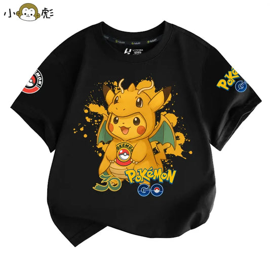 2026 Pok É Mon 30th Anniversary Pikachu Parent Child Short Sleeve T-shirt for Boys and Girls