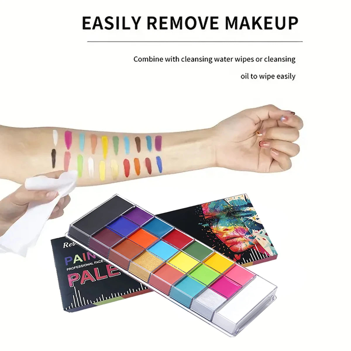 20 Colors Professional Face Paint Body Paint with Brush Water Based Face painting Makeup Safe Single Color For Adults Cosplay