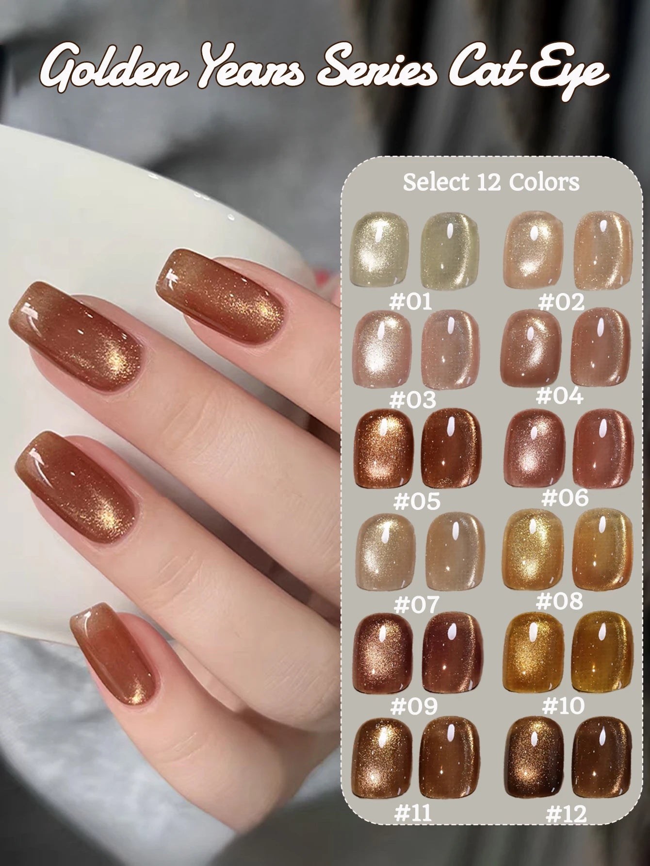 ZH Super Bright 12 Constellations Cat Eye Gel Nail Polish 2025 New Autumn Winter Whitening Glass Bead Nail Art Nail Supplies