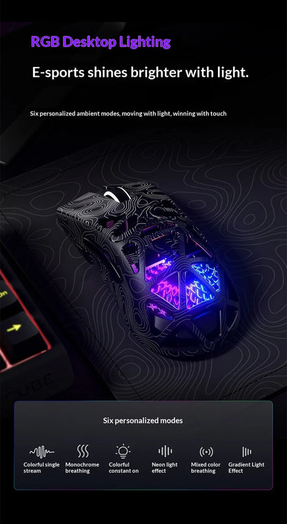 Furycube G11 1K Wireless Mouse Game Bluetooth The Third Mock Examination Paw3311 Lightweight Hollow Out Design Rgb Mouse Gift