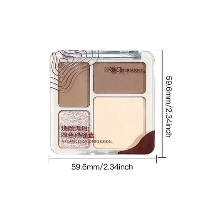 The four-color highlighter contour palette is matte and long-lasting, brightening three-dimensional contours