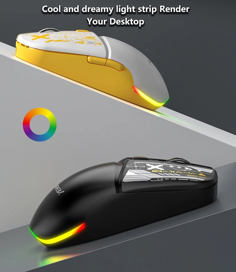 Stylish Lightweight Tri-Mode Bluetooth Wireless Mouse Rechargeable Silent Mouse Low Latency for Gaming Esports Office Work