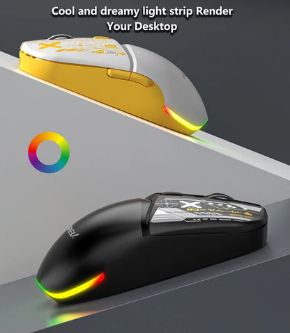 Stylish Lightweight Tri-Mode Bluetooth Wireless Mouse Rechargeable Silent Mouse Low Latency for Gaming Esports Office Work