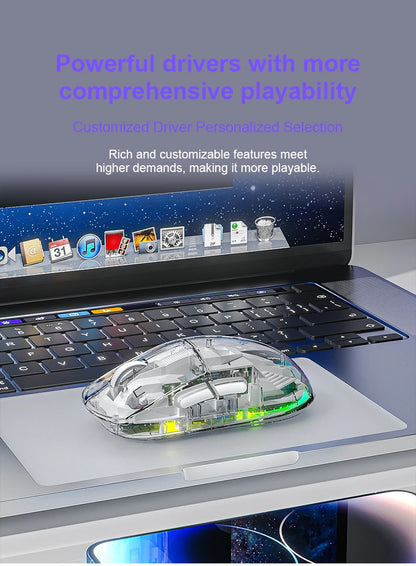 AULA SC660 Wireless Bluetooth Mouse E-sports Mouse Three-Mode Connection Lightweight Mouse Type-C Charging Game Office Girls Boy