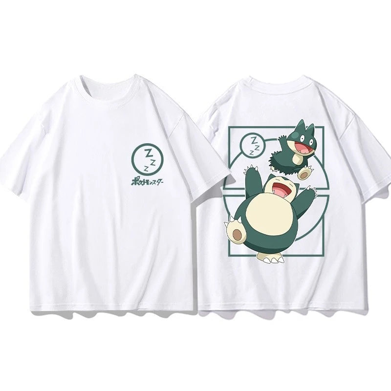 Pokémon Joint Peripheral Products Short Sleeve T-Shirt Gengar Psyduck Mewtwo Printed Men's Boys and Girls Summer New Fashion Top