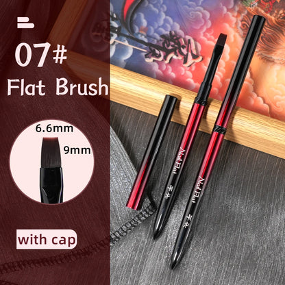 New 1/13pcs Nail Art Brush Set Black Red Metal Handle Acrylic UV Gel Polish Crystal Acrylic Nail Drawing Tools High Quality