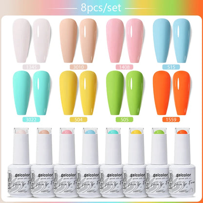 Arte Clavo 8Pcs/Set Gel Nail Polish Set 15ml Colorful Semi Permanent For Manicure Varnish Soak Off UV LED Nail Art Gel Kits
