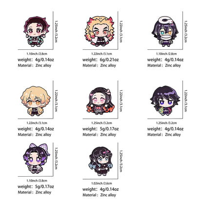 8Pcs Cute Demon Slayer Brooch Badge Anime Cosplay Chibi Character Tanjiro Nezuko Shinobu Giyuu Rengoku Enamel Lapel Pins Gift