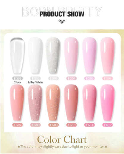 BORN PRETTY 30ml Milky White Hard Gel Jelly Nail Extension Gel Nail Polish Clear Acrylic Nail Color Soak Off UV Construction Gel