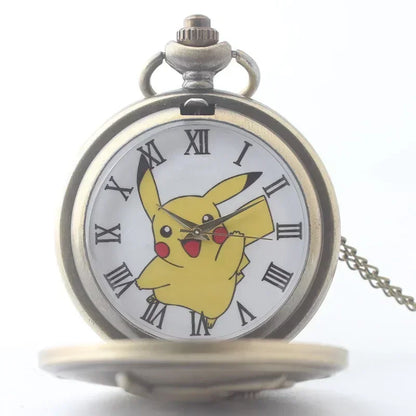 Anime Pikachu Go Pocket Watch for Children Birthday Gift Cartoon Peripherals Quartz Flap Pocket Watch Student Portable Watches