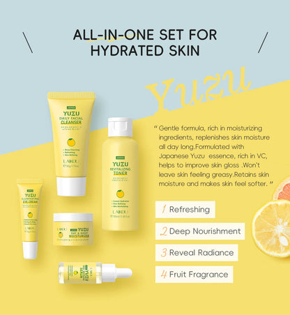 LAIKOU Japan Yuzu Skin Care Set: 5-Piece Radiance & Vitamin C Kit