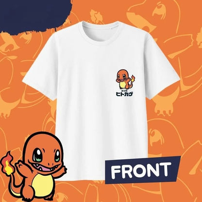 2025 Summer Pokémon Anime CHARMANDER 100% Pure Cotton Printed T-shirt Men Y2K Harajuku Loose Casual Versatile Short-sleeved Top