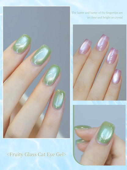 10pcs Glass cat eye nail polish gel Set 2025 new style Blue Pink cat eye nail art suitable for women's nail salon