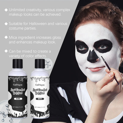 Eelhope Halloween Quick Dry Liquid Face Paint Body Paint Costume Party Waterproof Face Body Art Makeup with Brushes Washable