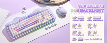 YUNZII C98 Wireless Mechanical Keyboard, 99-Key Hot Swap Gasket Keyboard with Numpad, Custom RGB Backlight,Cute Keeb for Win/Mac