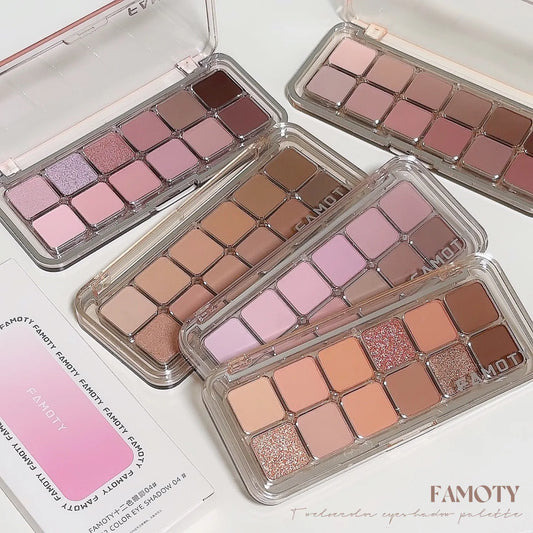 12-Color Low Saturation Eyeshadow Palette All Matte Tea Apricot Eye Makeup Palette Daily Earth Makeup Long Lasting Eye Shadows