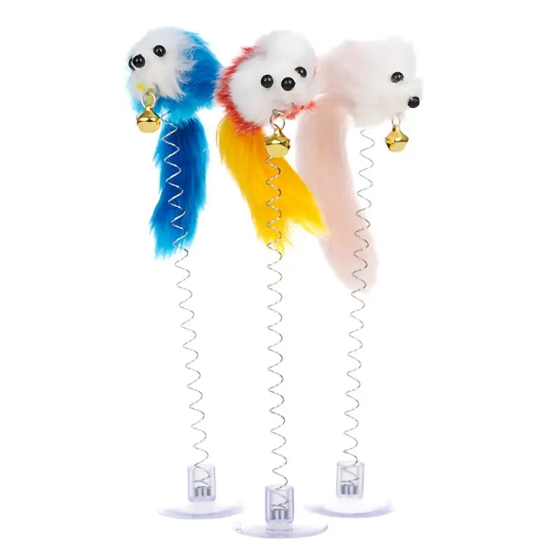 Cartoon Pet Cat Toy Stick Feather Rod Mouse Toy With Mini Bell Cat Catcher Teaser Interactive Cat Toy