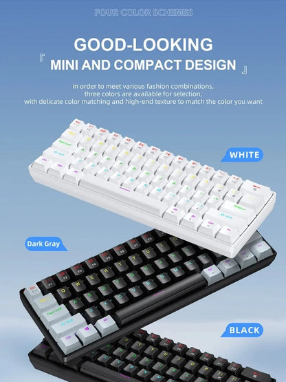APAYADO K61 Wired Mechanical Keyboard - 60% Compact (61 Keys), RGB Backlit, Portable Design, Phantom Switches, for Gaming
