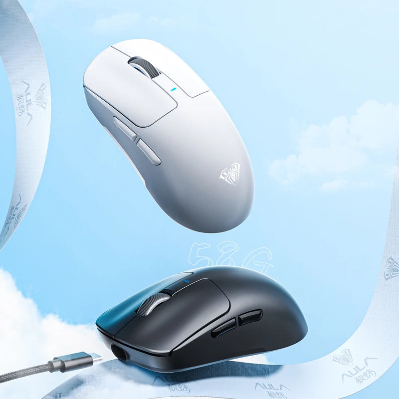 AULA SC680 Gaming Mouse Three Mode 2.4G Bluetooth Wireless Mouse 26000DPI Lightweight Mouse Paw3395 E-sports Gamer For PC