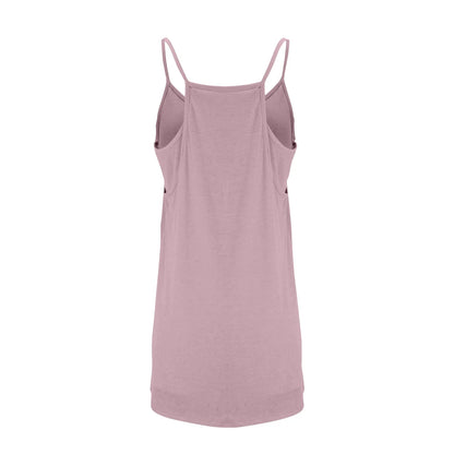 Women's Tennis Dress Solid Color Pocket Sexy Suspender Fake Two-piece Loose Breathable Comfortable Sports Dress
