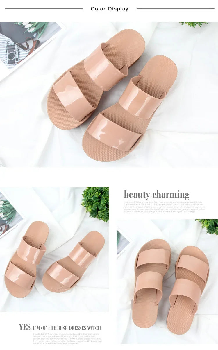Korean Style Summer Roma Sandals With Thick Bottom And Soft Sole Simple Mom Shoes Jelly Beach Slippers Casual Women's Shoes