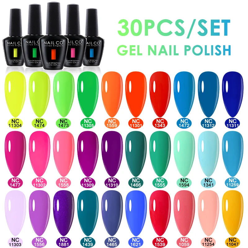 NAILCO 15ml 30/20/10pcs/Set UV Gel Nail Polish Semi Permanent Esmalte Vernis LED Gel Varnish Soak Off Nail Art All For Manicure