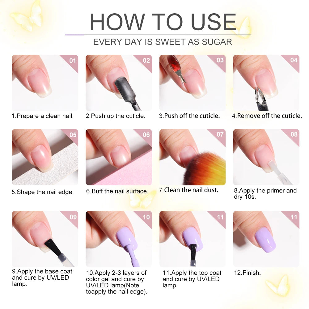 Limegirl Nail Gel Polish Set with UV Lamp 10 Colors Gel Polish Manicure Salon Tools Kit for Nail Art with Base Coat and Top Coat