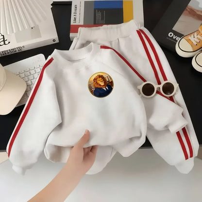 2026 Spring Boys and Girls Long Sleeve Clothes Sets Kids O Neck Hoodies and Long Pants 2pcs Suit Children Casual Sweatshirts Set