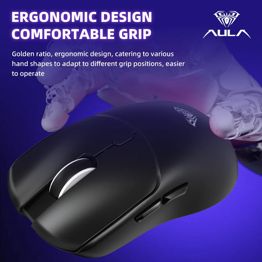 AULA Wireless Gaming Mouse Tri-mode 2.4G/Bluetooth Mouse Rechargeable Ergonomic 12000 DPI Mouse for PC Gaming Accessories SC580X