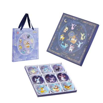 SHUNXIANG Pokémon Licensed Eevee Series Ceramic Plate Set Starry Sky Gift Box 9Pcs Dish Anime Themed Porcelain Tableware Gift