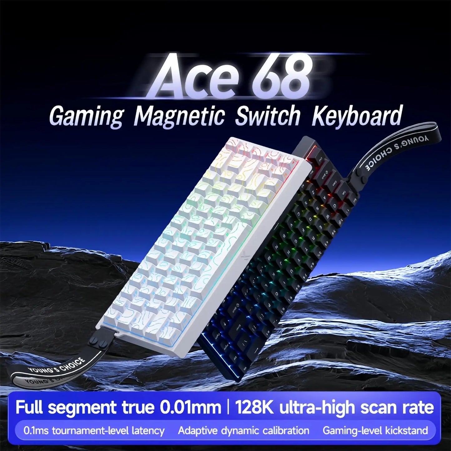 MCHOSE ACE 68 Wired Magnetic Switch Gaming Keyboard Hall Effect Rapid Trigger Programmable RGB 8K Hz DKS/MT/TGL/RS/SOCD Keyboard