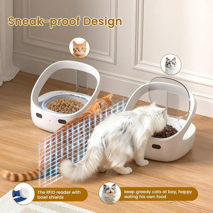 RFID collar activates cat feeder, multi cat intelligent automatic chip feeder, supports wet and dry food,prevents pinch injuries