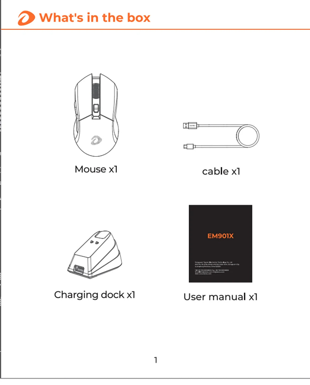 DAREU EM901X Wireless Mouse, 2.4G Wired Dual-mode Mouse, AIM-WL 12000 DPI RGB Magnetic Charging Dock Gaming Mouse for PC Gamer