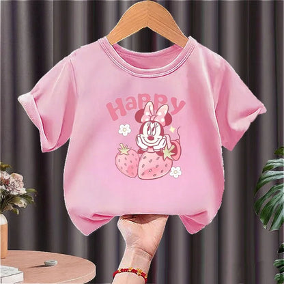 Girls' Minnie Mouse "Love Music" Summer T-Shirt: Breathable Short Sleeve Disney Tee