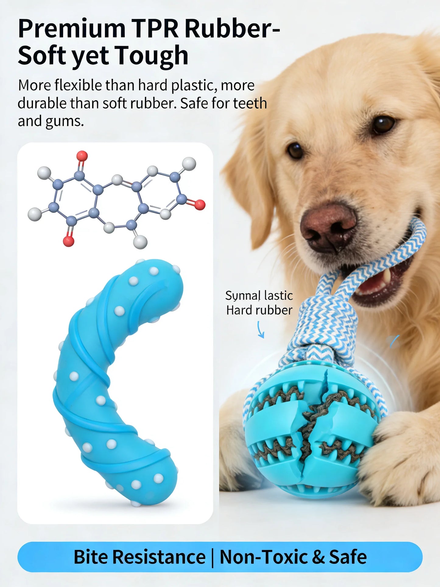 2-in-1 Dog Chew Toy with Treat Dispenser Durable Cotton Rope Natural Rubber Ball for Small Medium Dogs Teeth Cleaning