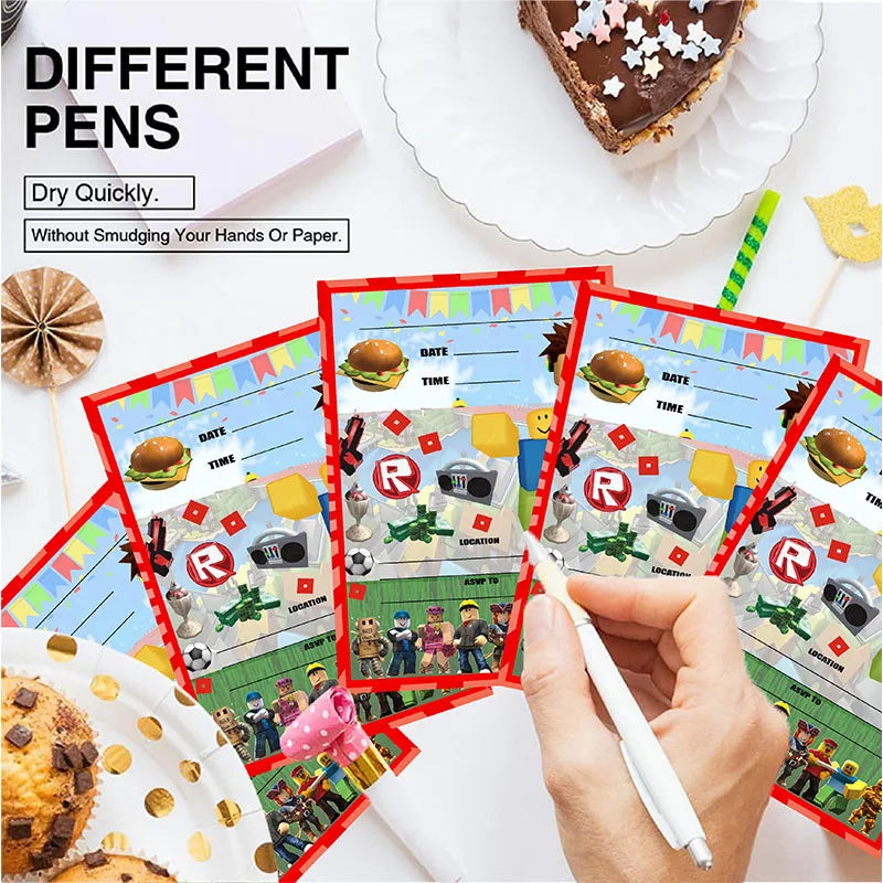 Roblox Birthday Party Invitation Cards (8pcs)